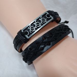 Sea Turtle Charm Leather Bracelet Set Gift Casual Surfer Coastal Cowgirl Boho